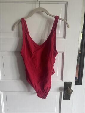 Red One-Piece Swimsuit with Strappy Back Detail
